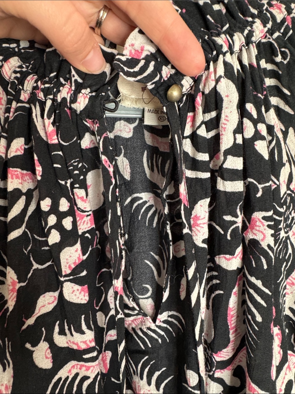 Figue Lianna Blouse Top XS Black Pink Long Sleeve - Picture 6 of 10